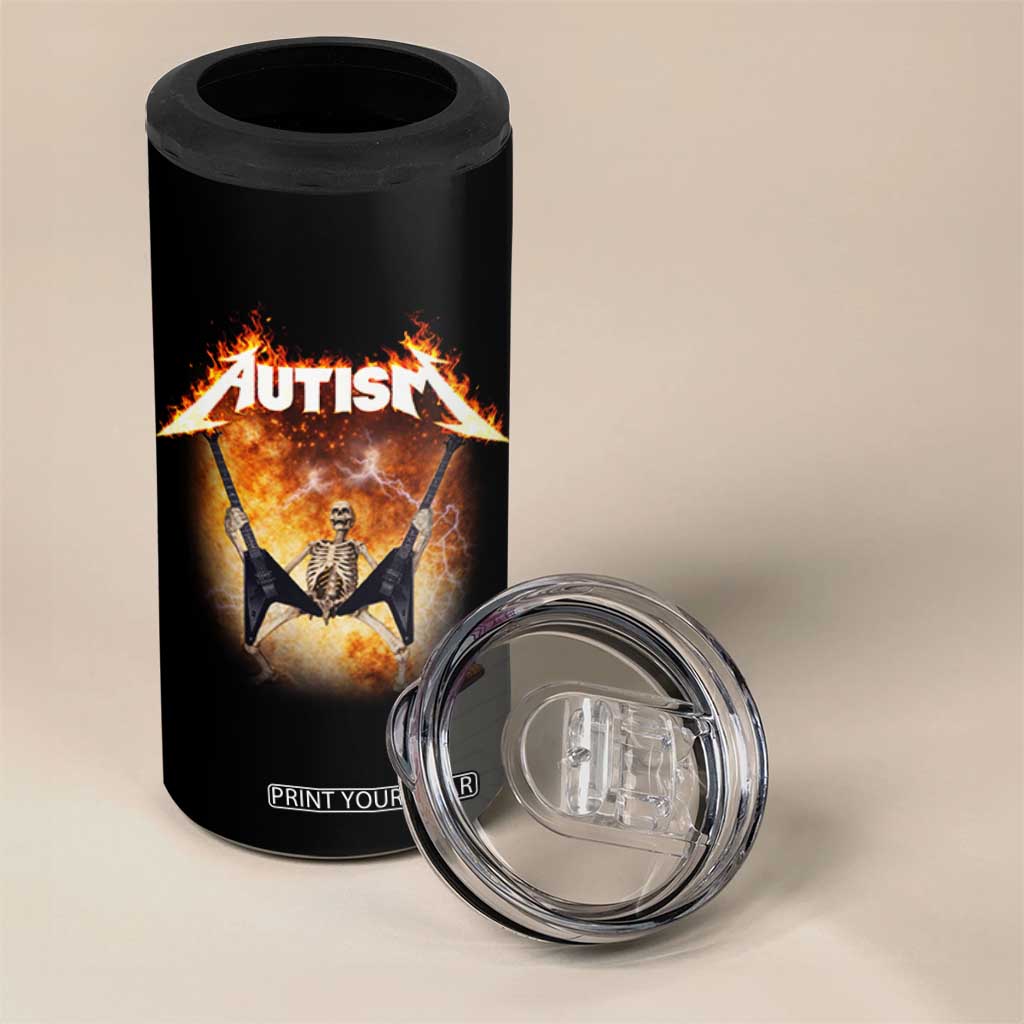 Autism Skeleton Rocker 4 in 1 Can Cooler Tumbler Hardcore Rock Style Artwork TS11 Print Your Wear