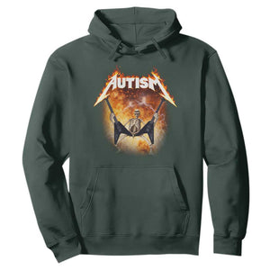 Autism Skeleton Rocker Hoodie Hardcore Rock Style Artwork TS11 Dark Forest Green Print Your Wear