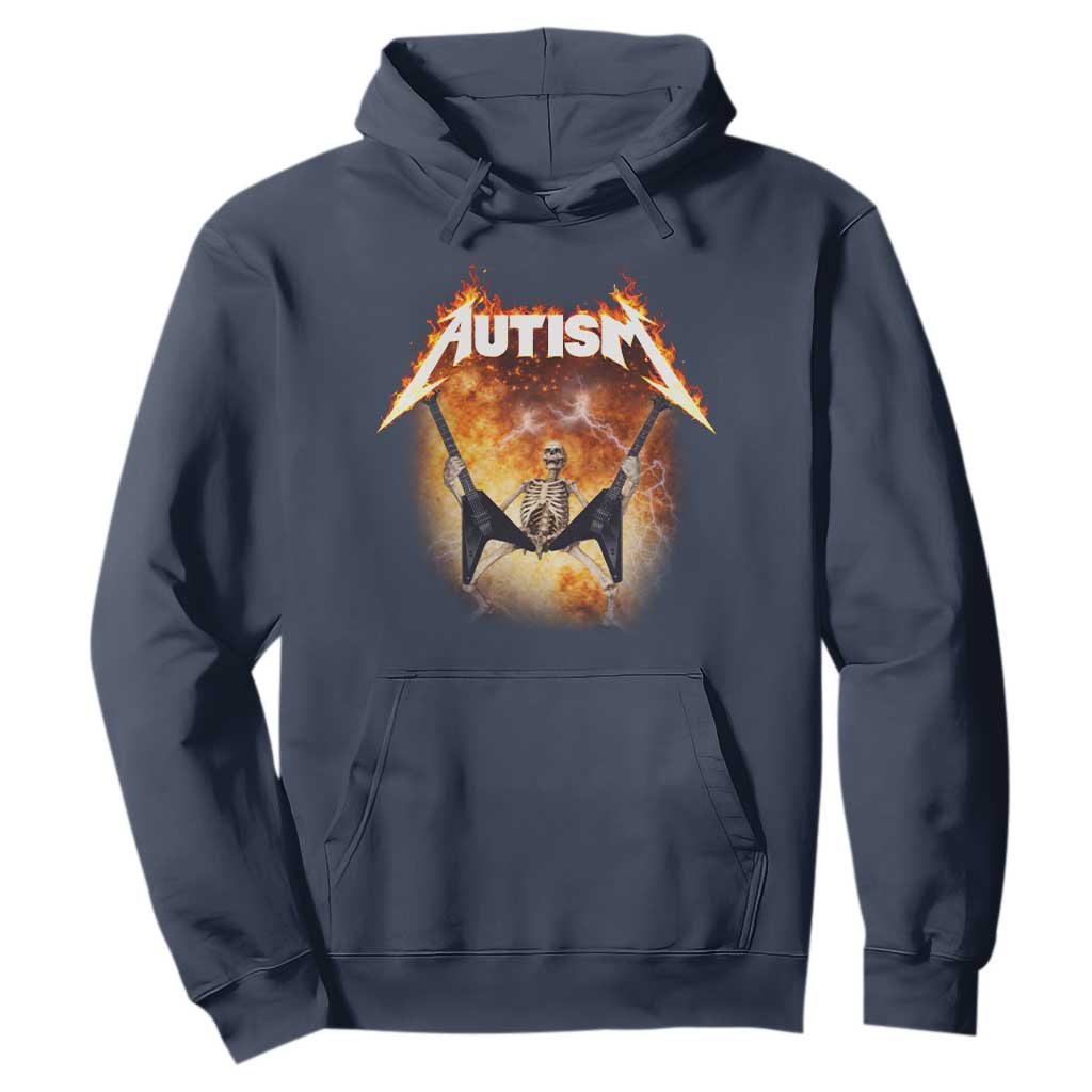 Autism Skeleton Rocker Hoodie Hardcore Rock Style Artwork TS11 Navy Print Your Wear