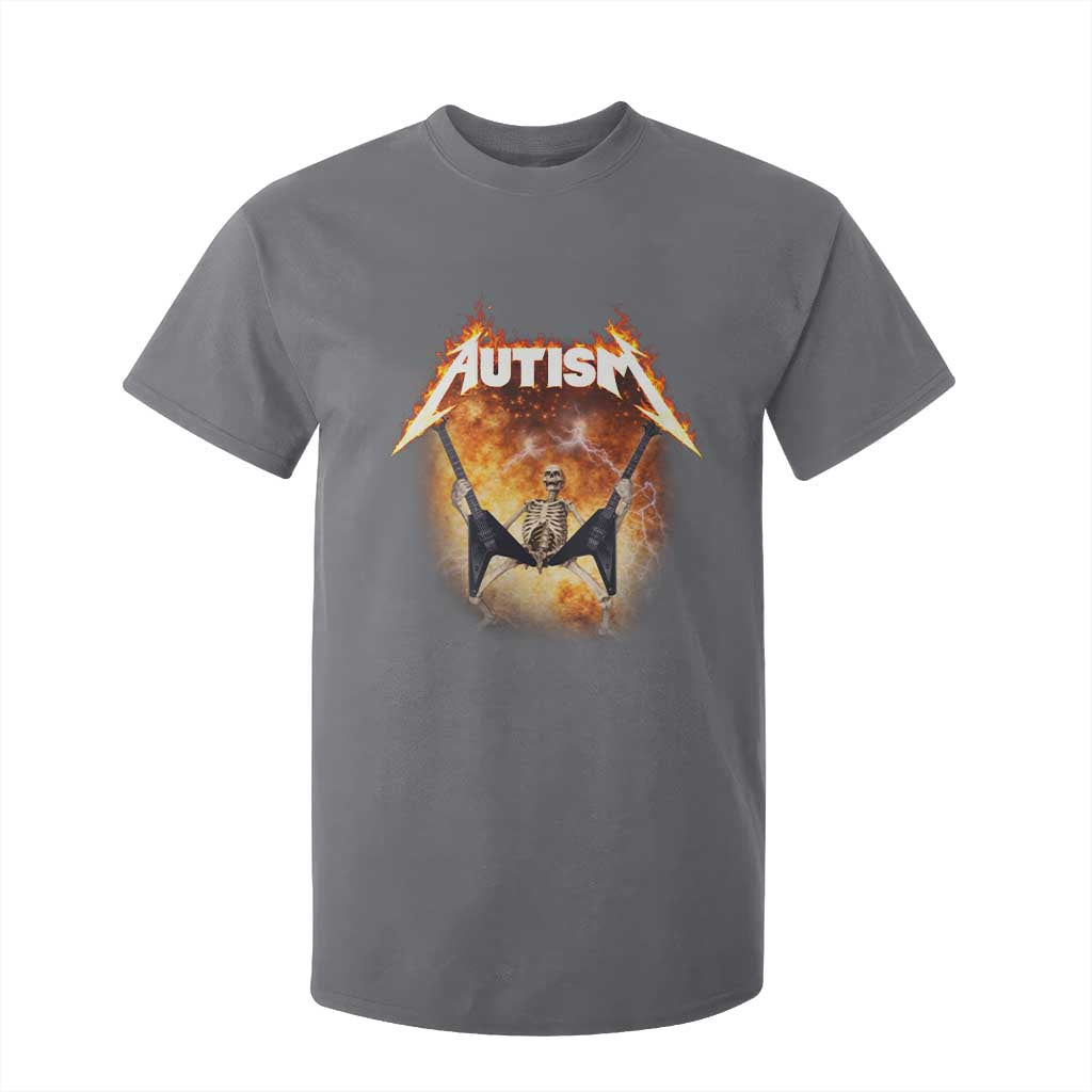 Autism Skeleton Rocker T Shirt For Kid Hardcore Rock Style Artwork TS11 Charcoal Print Your Wear
