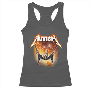 Autism Skeleton Rocker Racerback Tank Top Hardcore Rock Style Artwork TS11 Dark Heather Print Your Wear