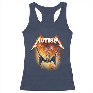 Autism Skeleton Rocker Racerback Tank Top Hardcore Rock Style Artwork TS11 Navy Print Your Wear