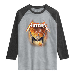 Autism Skeleton Rocker Raglan Shirt Hardcore Rock Style Artwork TS11 Heather Gray Heather Charcoal Print Your Wear