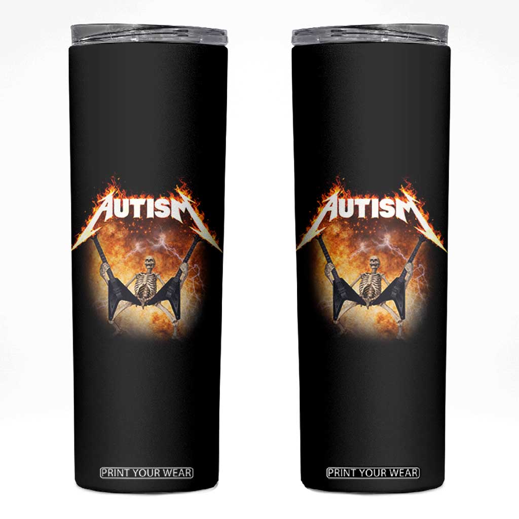 Autism Skeleton Rocker Skinny Tumbler Hardcore Rock Style Artwork TS11 Black Print Your Wear