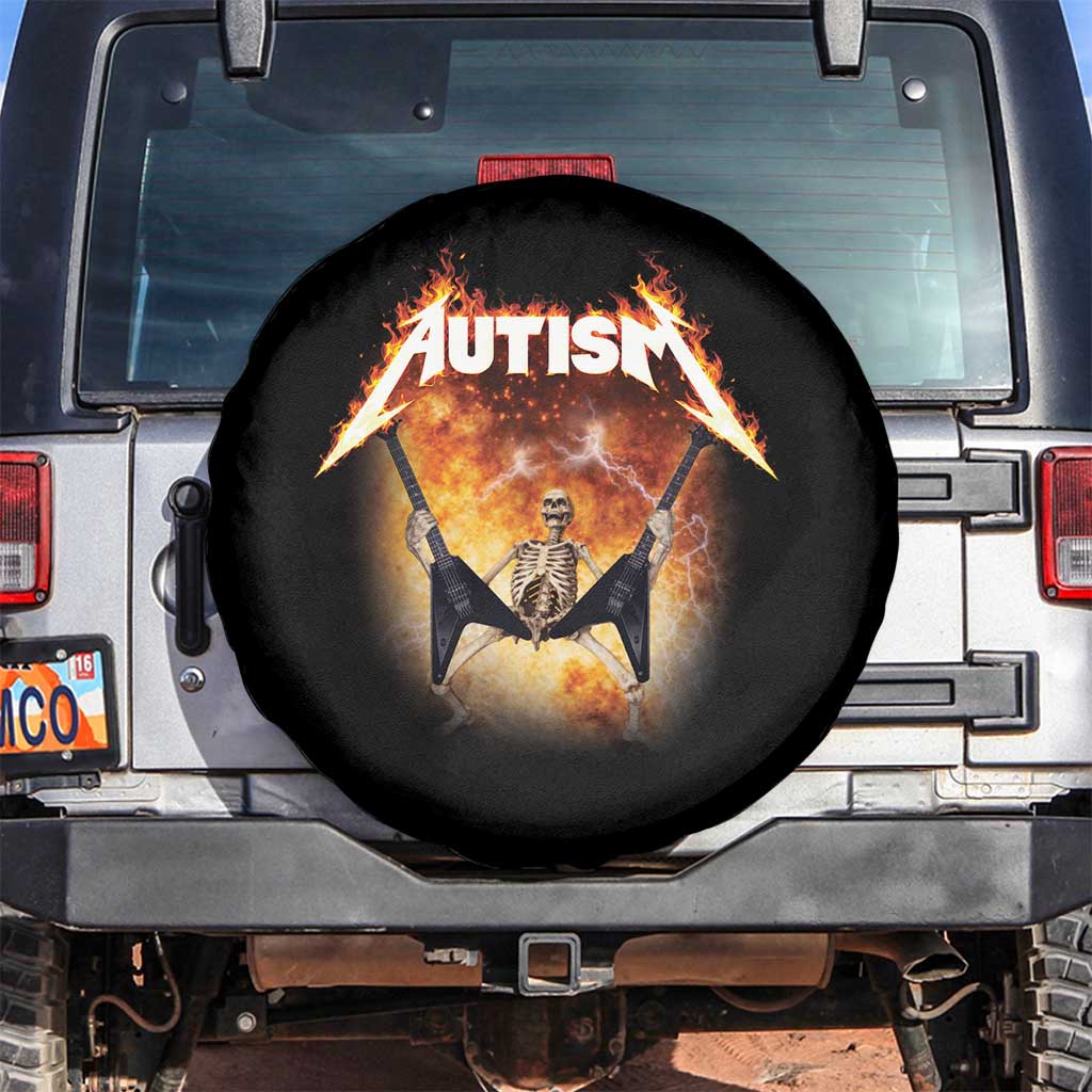 Autism Skeleton Rocker Spare Tire Cover Hardcore Rock Style Artwork TS11 No hole Black Print Your Wear