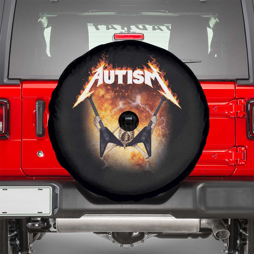 Autism Skeleton Rocker Spare Tire Cover Hardcore Rock Style Artwork TS11 Black Print Your Wear