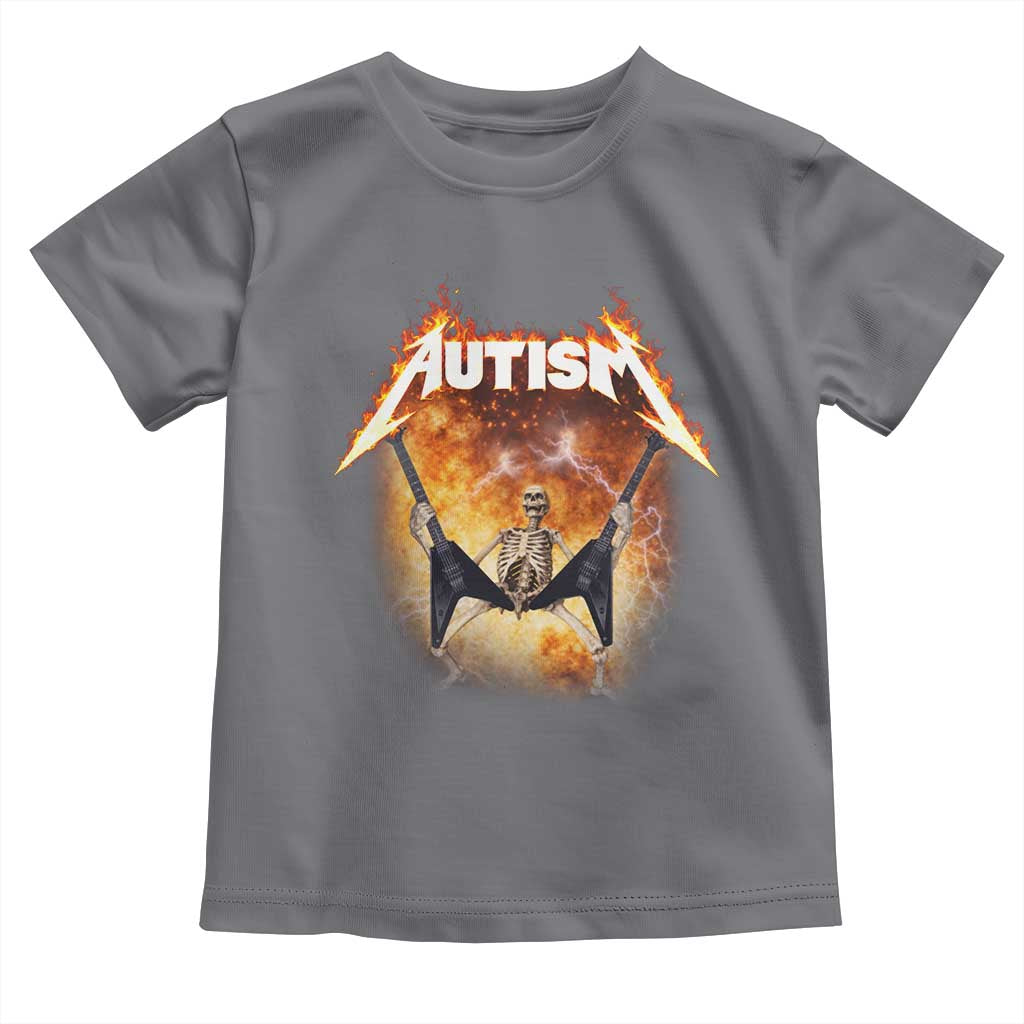 Autism Skeleton Rocker Toddler T Shirt Hardcore Rock Style Artwork TS11 Charcoal Print Your Wear