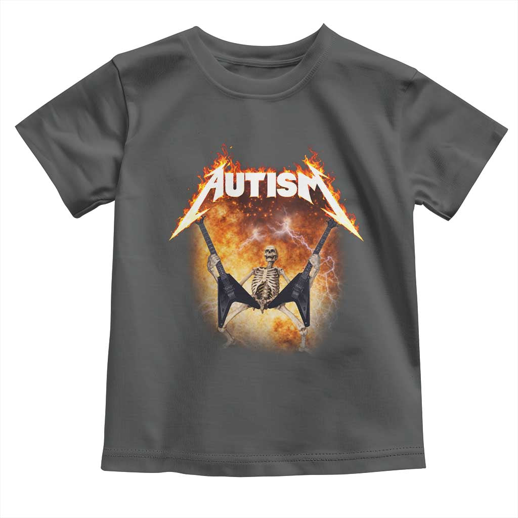 Autism Skeleton Rocker Toddler T Shirt Hardcore Rock Style Artwork TS11 Dark Heather Print Your Wear