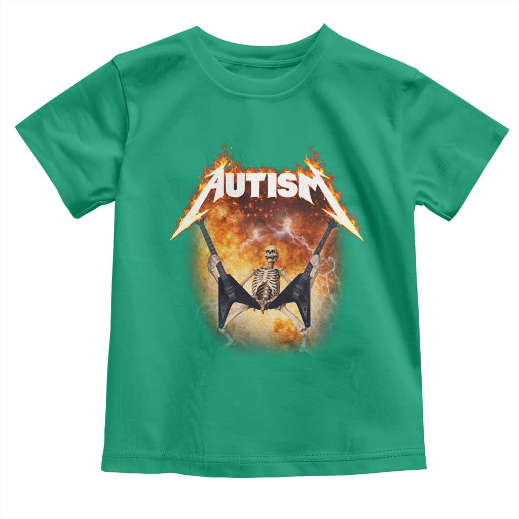 Autism Skeleton Rocker Toddler T Shirt Hardcore Rock Style Artwork TS11 Irish Green Print Your Wear