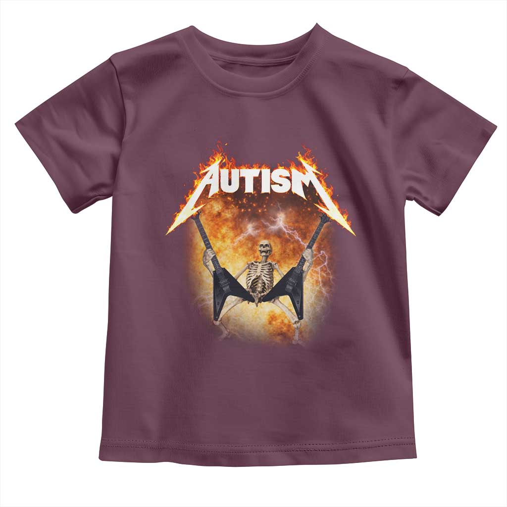 Autism Skeleton Rocker Toddler T Shirt Hardcore Rock Style Artwork TS11 Maroon Print Your Wear