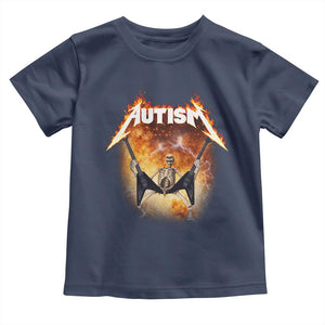 Autism Skeleton Rocker Toddler T Shirt Hardcore Rock Style Artwork TS11 Navy Print Your Wear