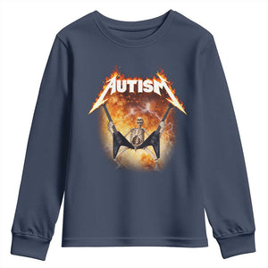 Autism Skeleton Rocker Youth Sweatshirt Hardcore Rock Style Artwork TS11 Navy Print Your Wear