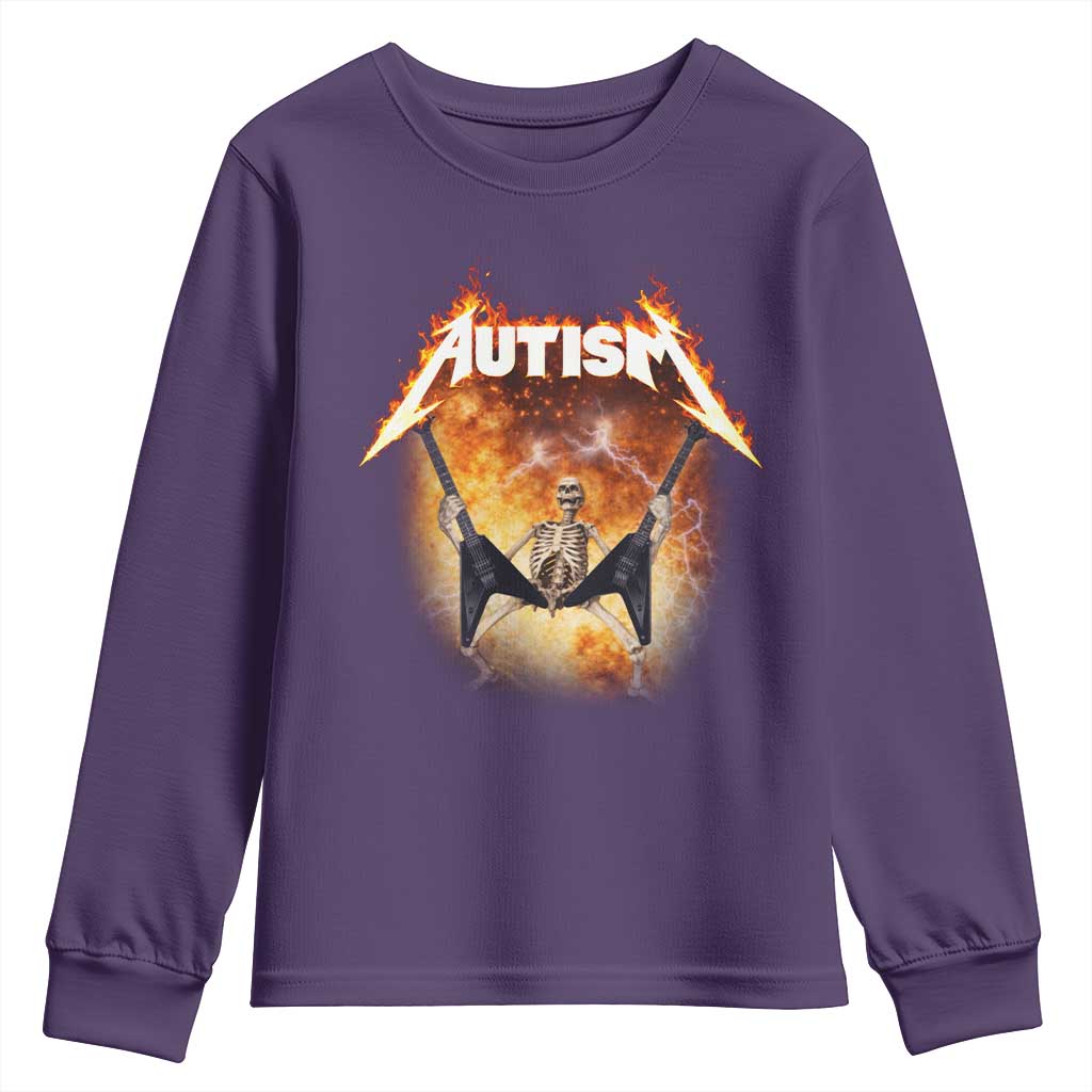 Autism Skeleton Rocker Youth Sweatshirt Hardcore Rock Style Artwork TS11 Purple Print Your Wear