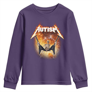 Autism Skeleton Rocker Youth Sweatshirt Hardcore Rock Style Artwork TS11 Purple Print Your Wear