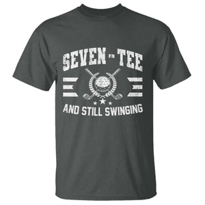 70th Birthday Golf T Shirt Funny Seven Tee And Still Swinging 70 Years Old TS11 Dark Heather Print Your Wear