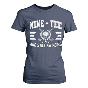 90th Birthday Golf T Shirt For Women Funny Nine Tee And Still Swinging 90 Years Old TS11 Navy Print Your Wear