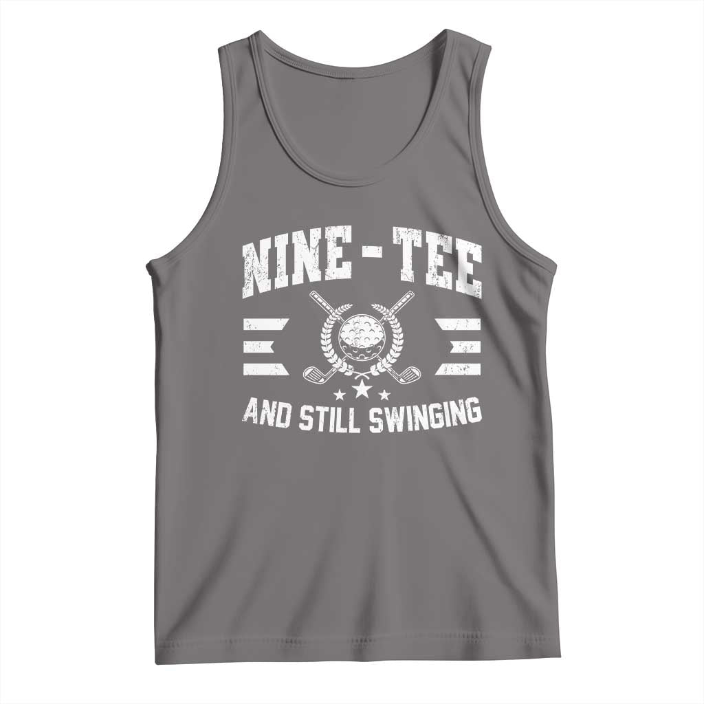 90th Birthday Golf Tank Top Funny Nine Tee And Still Swinging 90 Years Old TS11 Deep Heather Print Your Wear