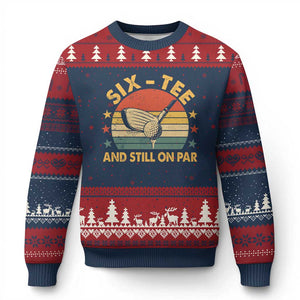 60th Birthday Golf Ugly Christmas Sweater Funny Six Tee And Still On Par 60 Years Old TS11 Navy Red Print Your Wear