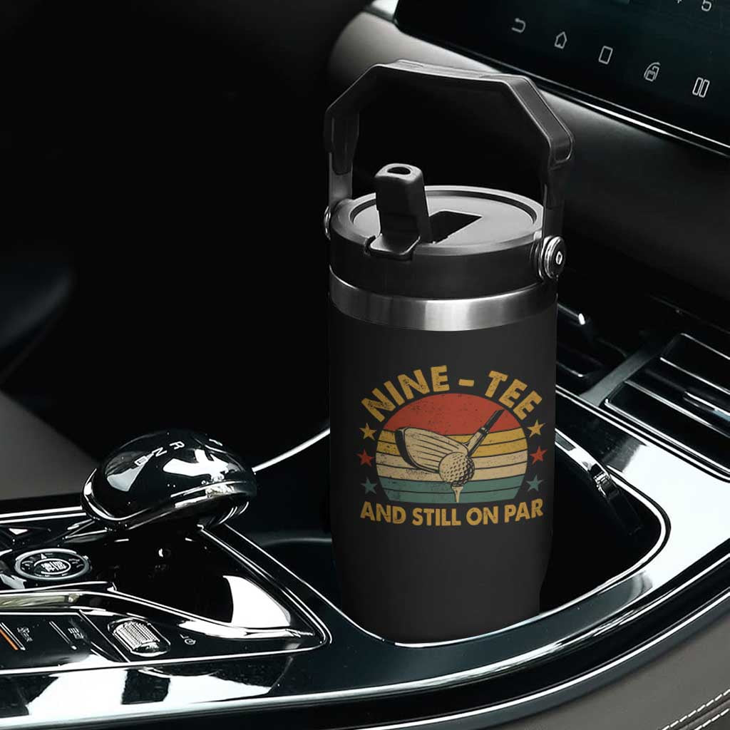 90th Birthday Golf Flip Straw Tumbler Funny Nine Tee And Still On Par 90 Years Old TS11 Print Your Wear