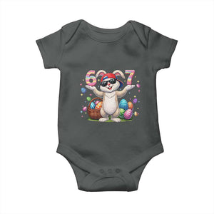 Funny Easter Day Six Seven 67 Bunny Boys Kids Baby Onesie TS11 Dark Heather Print Your Wear