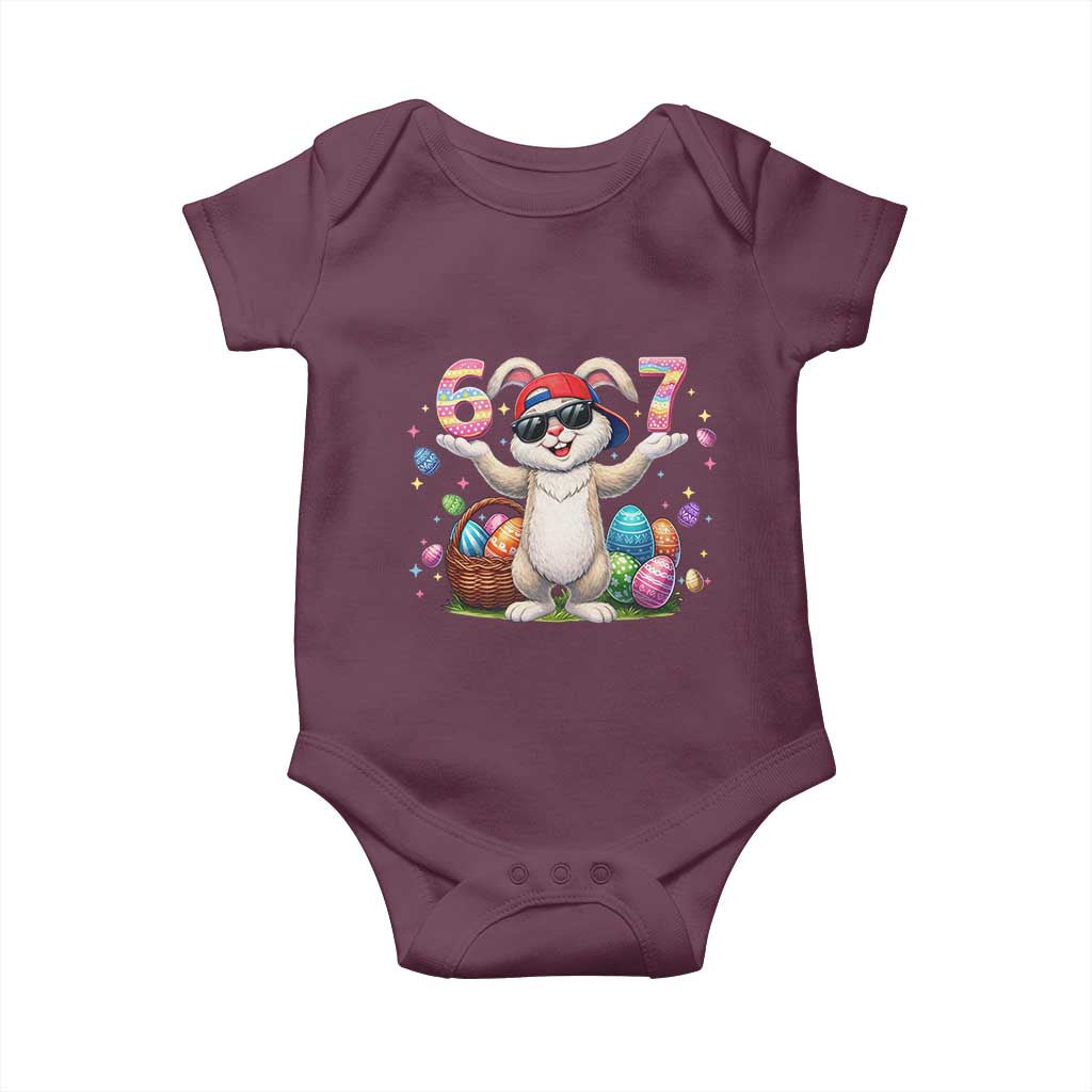 Funny Easter Day Six Seven 67 Bunny Boys Kids Baby Onesie TS11 Maroon Print Your Wear
