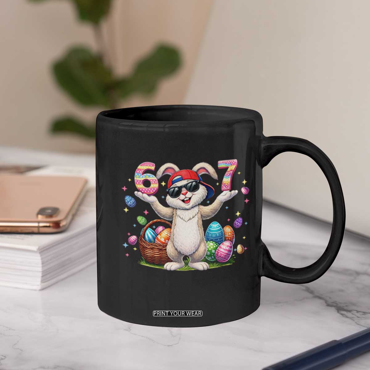 Funny Easter Day Six Seven 67 Bunny Boys Kids Coffee Mug TS11 Print Your Wear