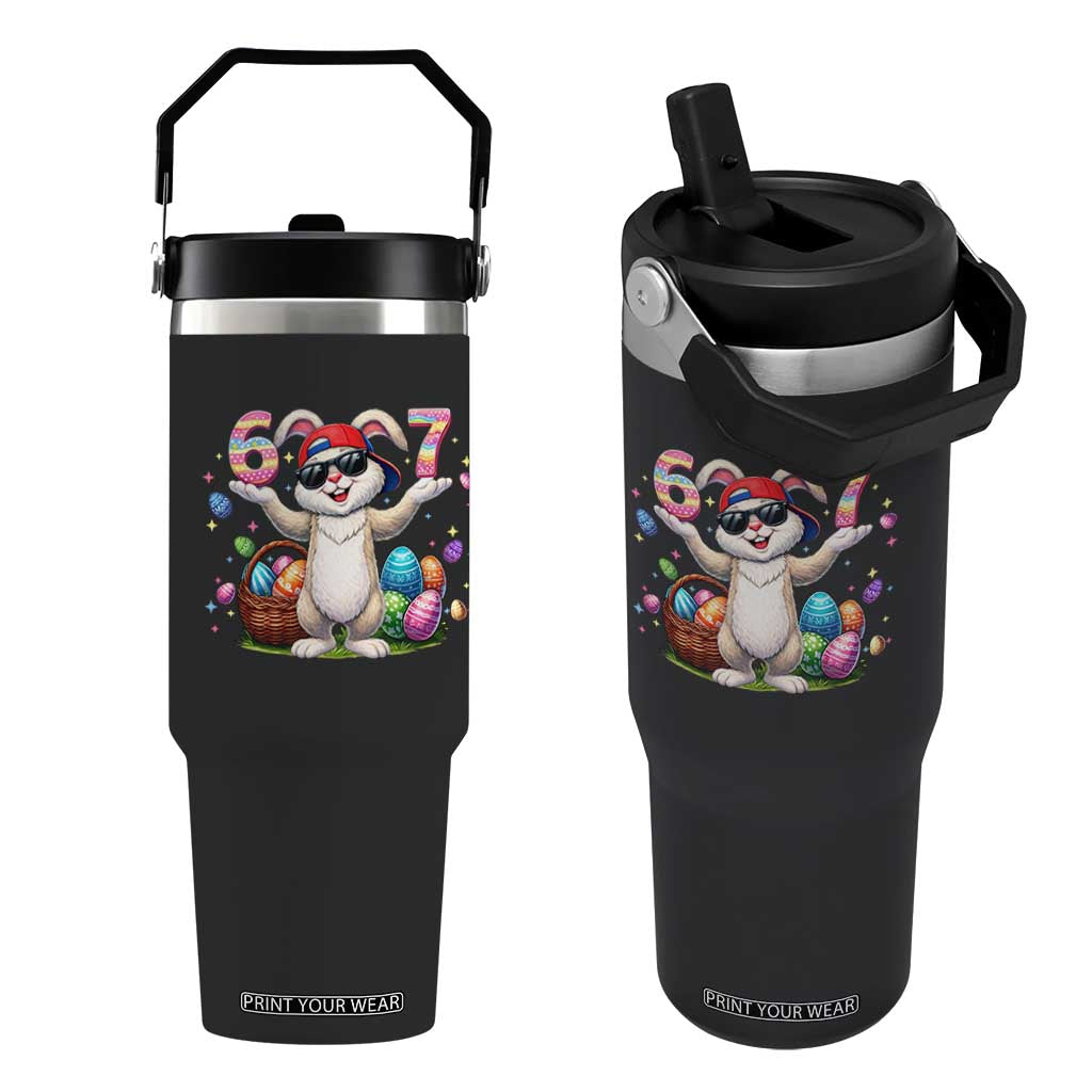 Funny Easter Day Six Seven 67 Bunny Boys Kids Flip Straw Tumbler TS11 One Size: 30 oz Black Print Your Wear