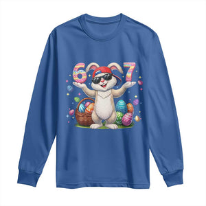 Funny Easter Day Six Seven 67 Bunny Boys Kids Long Sleeve Shirt TS11 Royal Blue Print Your Wear