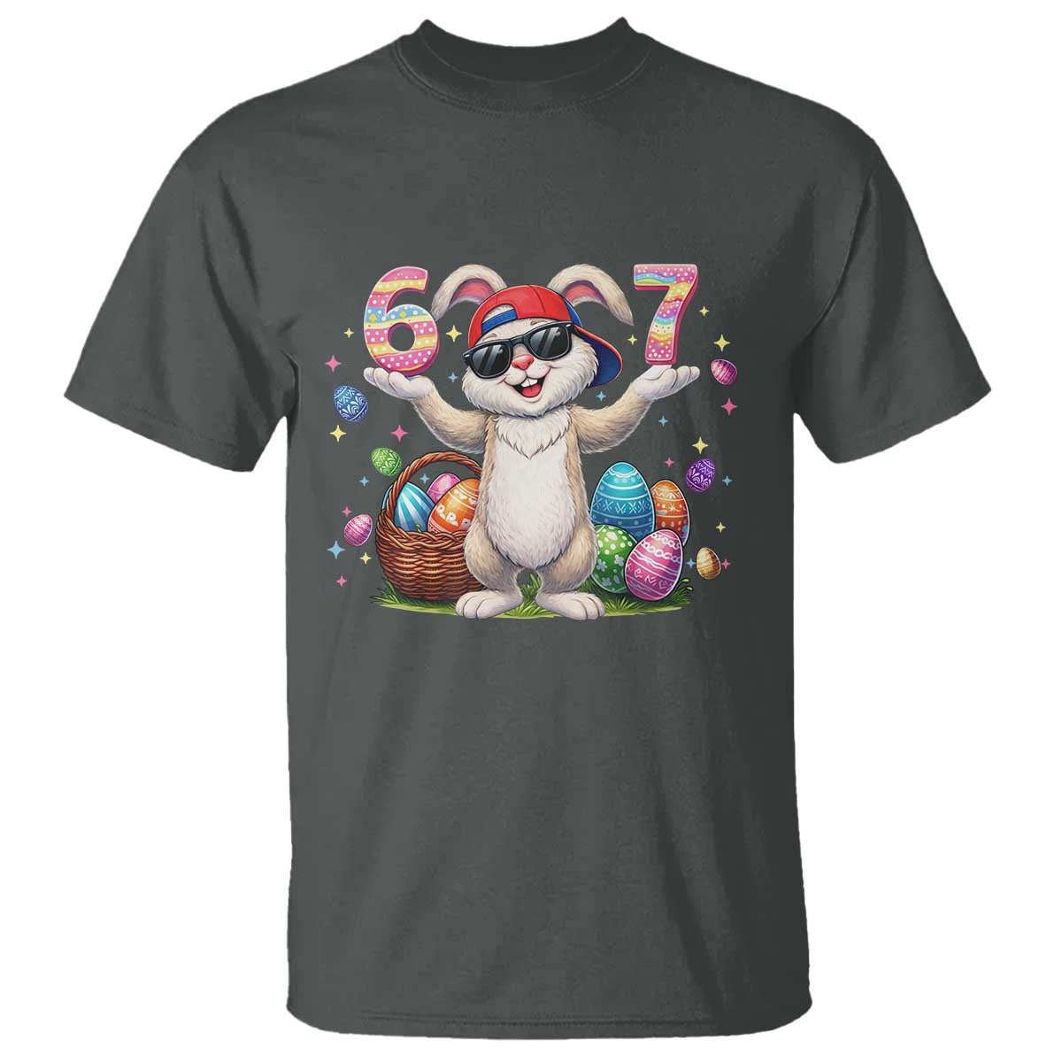 Funny Easter Day Six Seven 67 Bunny Boys Kids T Shirt TS11 Dark Heather Print Your Wear