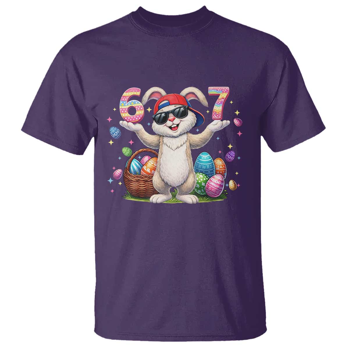 Funny Easter Day Six Seven 67 Bunny Boys Kids T Shirt TS11 Purple Print Your Wear
