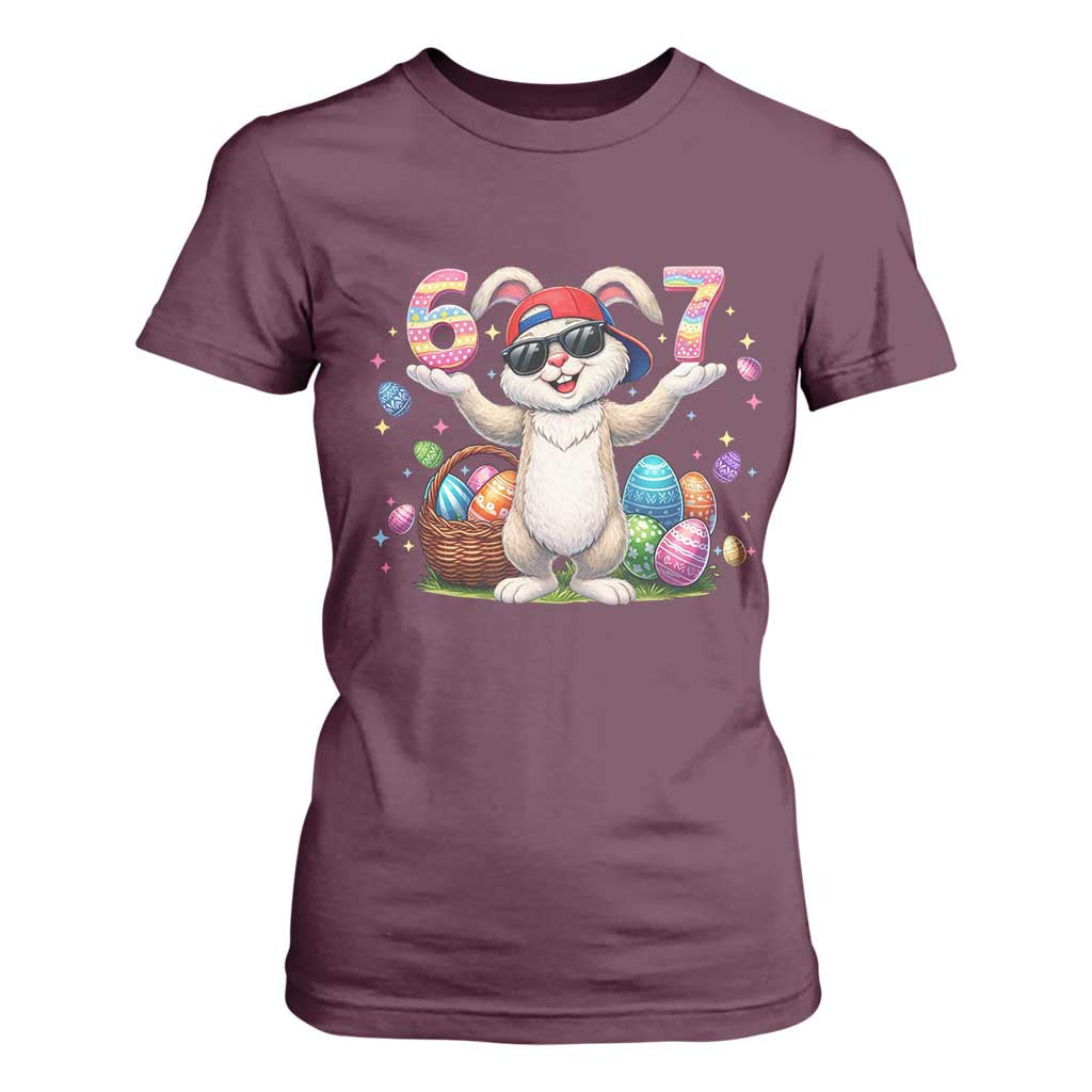 Funny Easter Day Six Seven 67 Bunny Boys Kids T Shirt For Women TS11 Maroon Print Your Wear