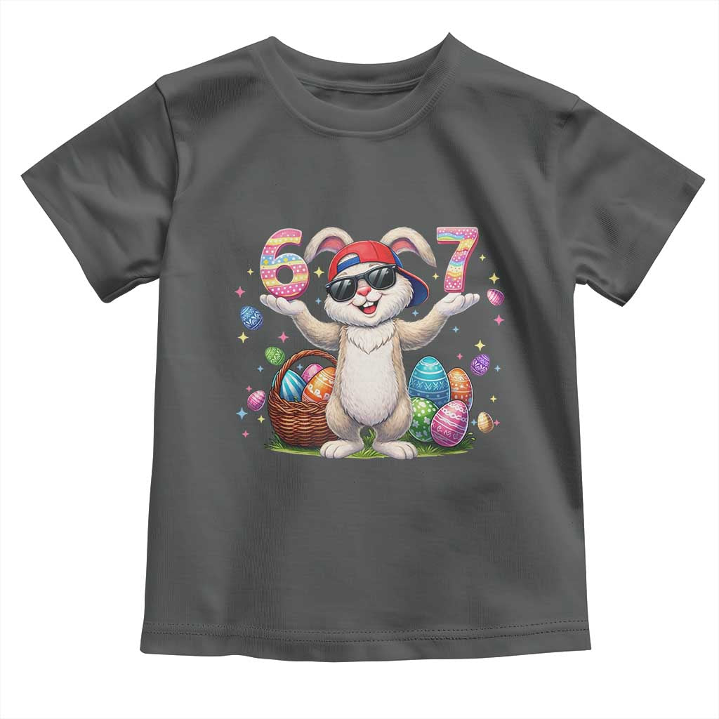 Funny Easter Day Six Seven 67 Bunny Boys Kids Toddler T Shirt TS11 Dark Heather Print Your Wear
