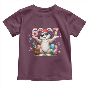 Funny Easter Day Six Seven 67 Bunny Boys Kids Toddler T Shirt TS11 Maroon Print Your Wear
