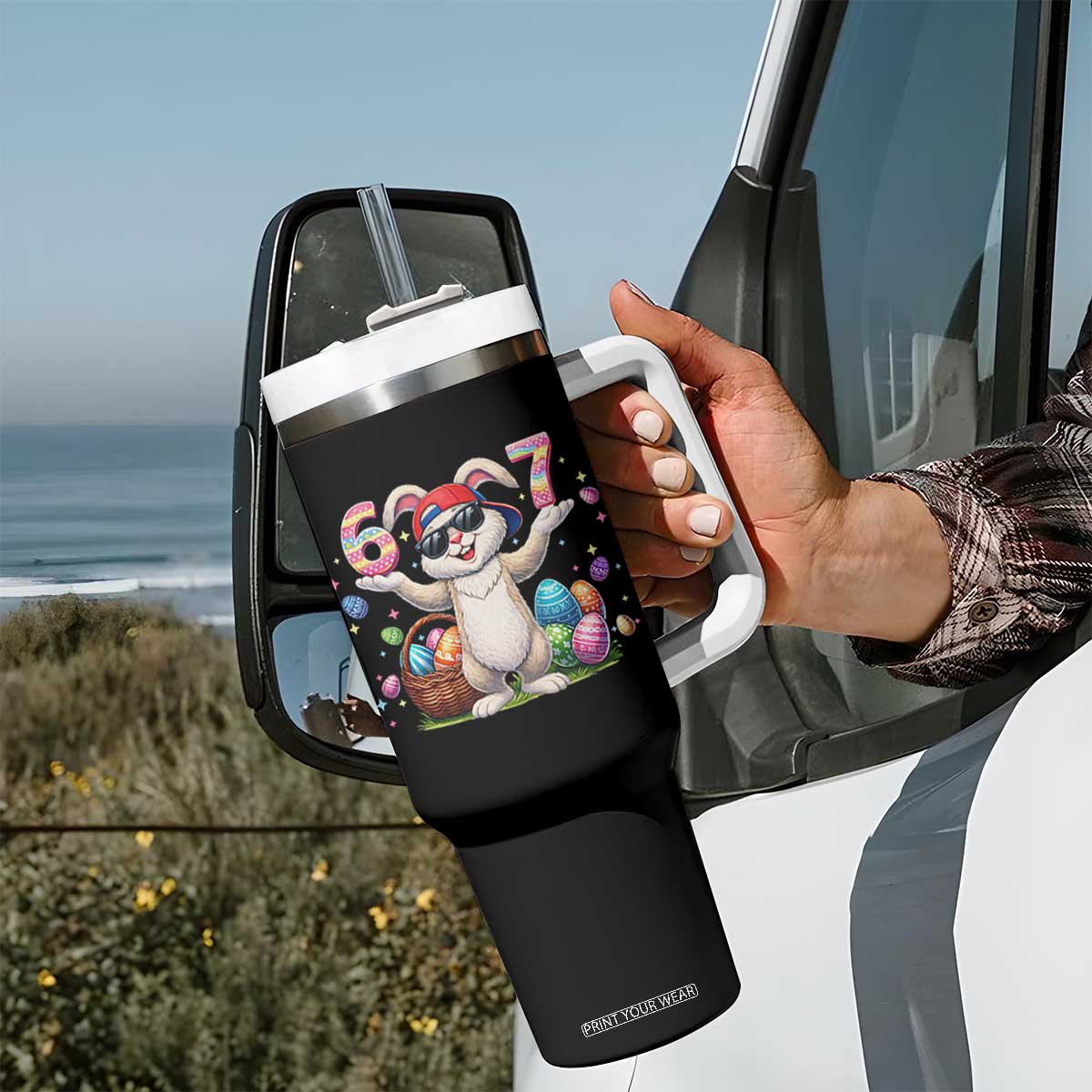 Funny Easter Day Six Seven 67 Bunny Boys Kids Tumbler With Handle TS11 Print Your Wear