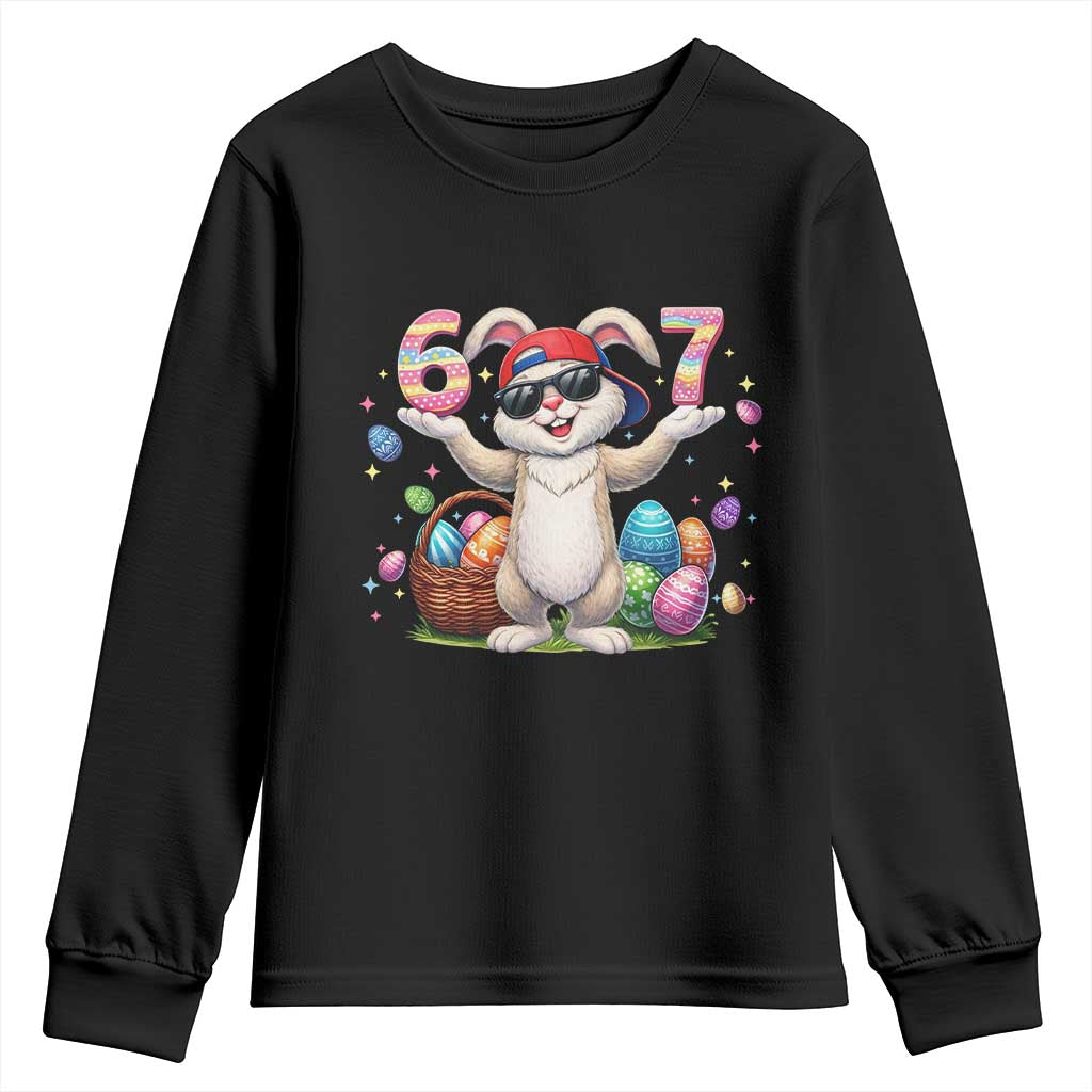 Funny Easter Day Six Seven 67 Bunny Boys Kids Youth Sweatshirt TS11 Black Print Your Wear