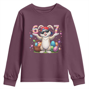 Funny Easter Day Six Seven 67 Bunny Boys Kids Youth Sweatshirt TS11 Maroon Print Your Wear