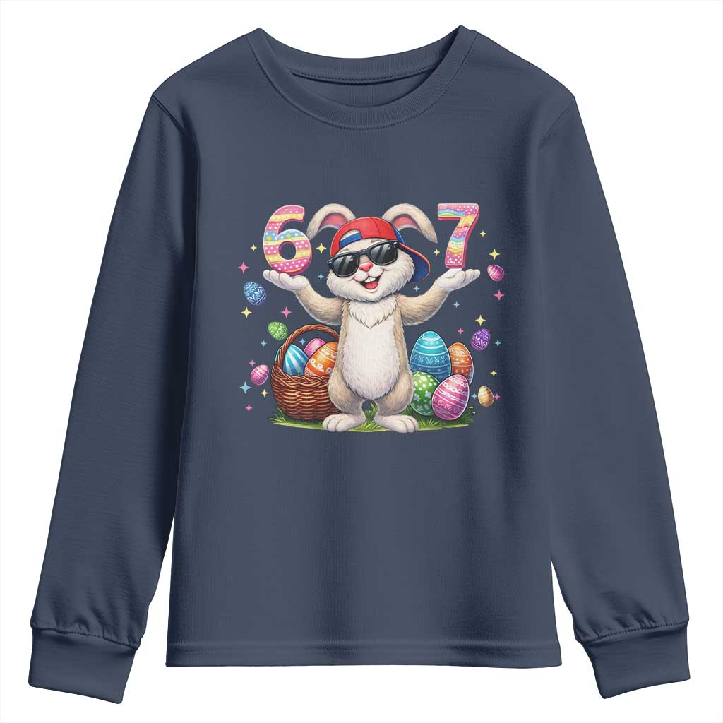 Funny Easter Day Six Seven 67 Bunny Boys Kids Youth Sweatshirt TS11 Navy Print Your Wear