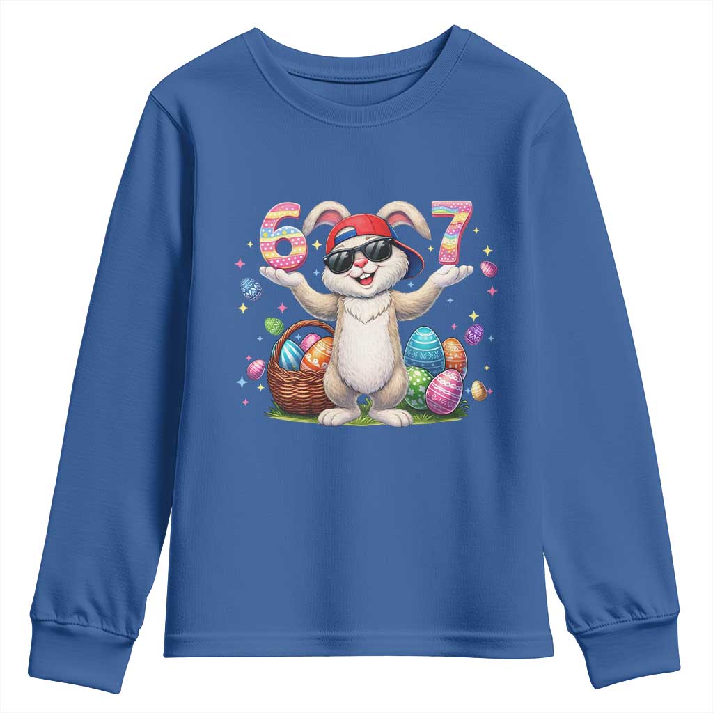 Funny Easter Day Six Seven 67 Bunny Boys Kids Youth Sweatshirt TS11 Royal Blue Print Your Wear