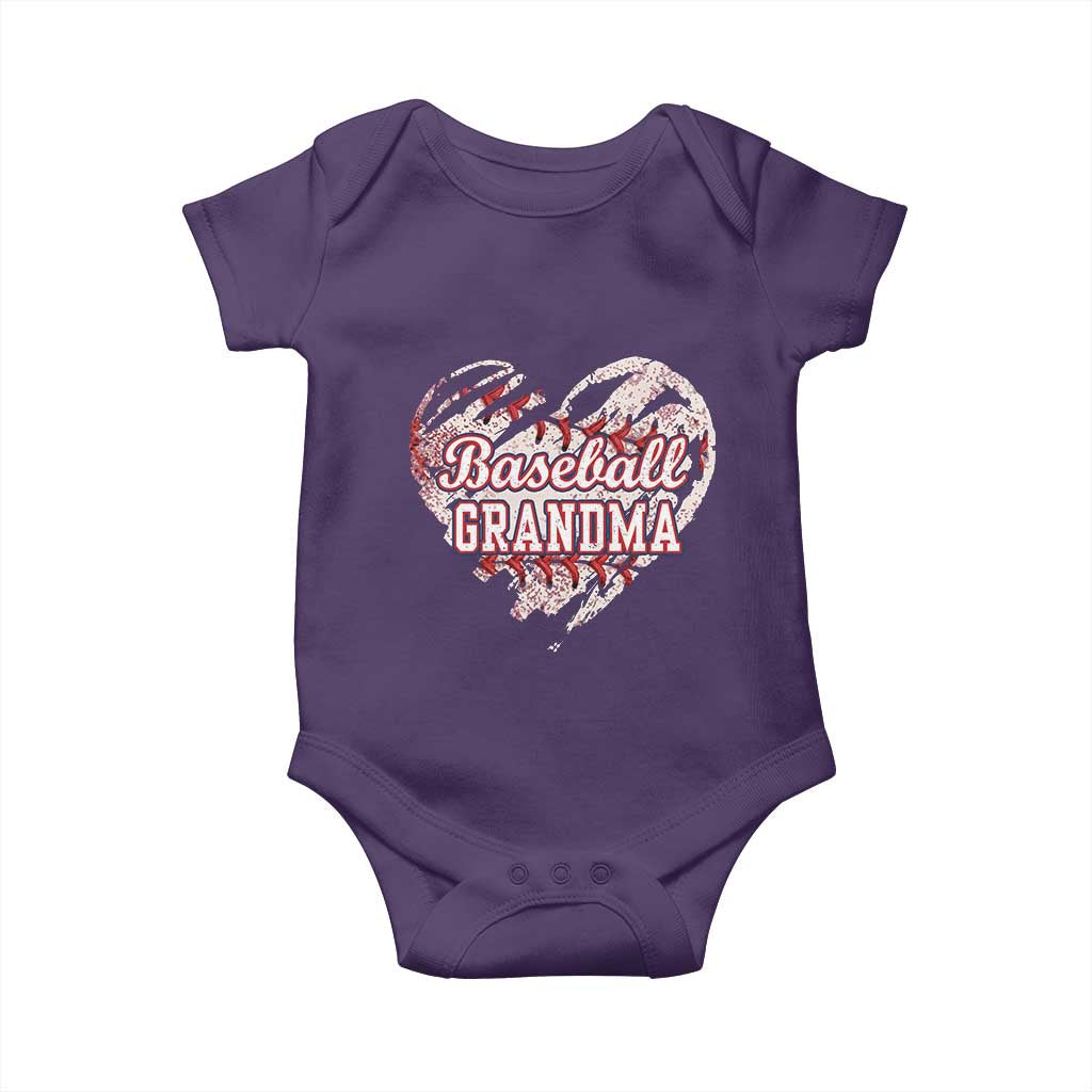 Baseball Grandma Baby Onesie Vintage Baseball Heart Game Day TS11 Purple Print Your Wear