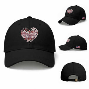 Baseball Grandma Baseball Cap Vintage Baseball Heart Game Day
