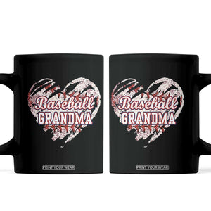 Baseball Grandma Coffee Mug Vintage Baseball Heart Game Day TS11 Black Print Your Wear