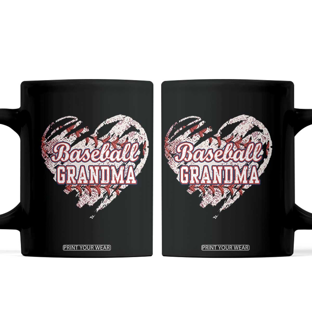 Baseball Grandma Coffee Mug Vintage Baseball Heart Game Day TS11 Black Print Your Wear