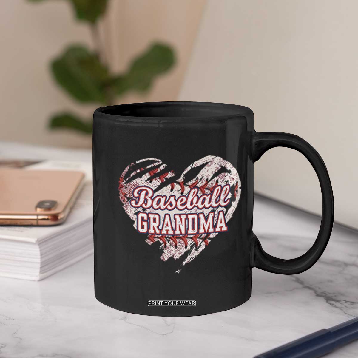 Baseball Grandma Coffee Mug Vintage Baseball Heart Game Day TS11 Print Your Wear
