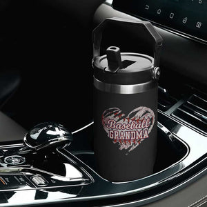 Baseball Grandma Flip Straw Tumbler Vintage Baseball Heart Game Day TS11 Print Your Wear