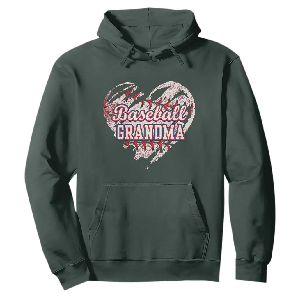 Baseball Grandma Hoodie Vintage Baseball Heart Game Day TS11 Dark Forest Green Print Your Wear