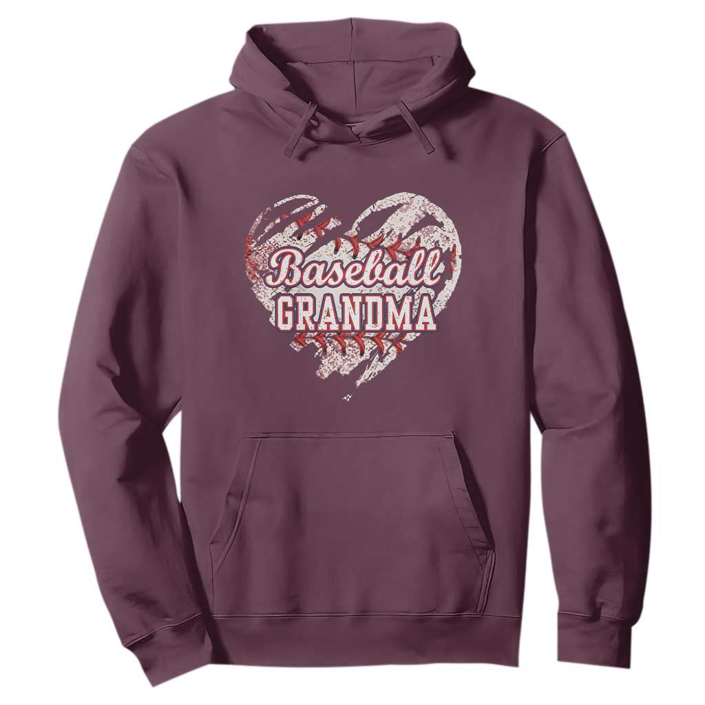 Baseball Grandma Hoodie Vintage Baseball Heart Game Day TS11 Maroon Print Your Wear