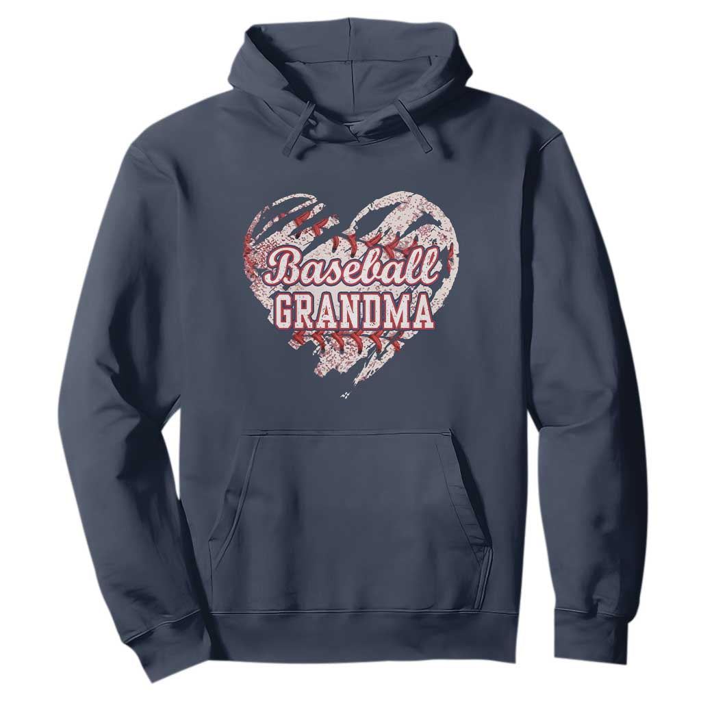 Baseball Grandma Hoodie Vintage Baseball Heart Game Day TS11 Navy Print Your Wear