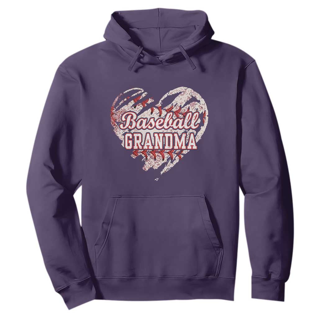 Baseball Grandma Hoodie Vintage Baseball Heart Game Day TS11 Purple Print Your Wear