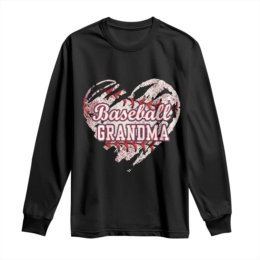 Baseball Grandma Long Sleeve Shirt Vintage Baseball Heart Game Day TS11 Black Print Your Wear
