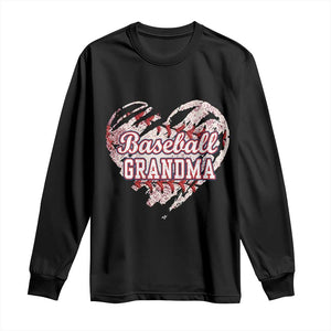 Baseball Grandma Long Sleeve Shirt Vintage Baseball Heart Game Day TS11 Black Print Your Wear